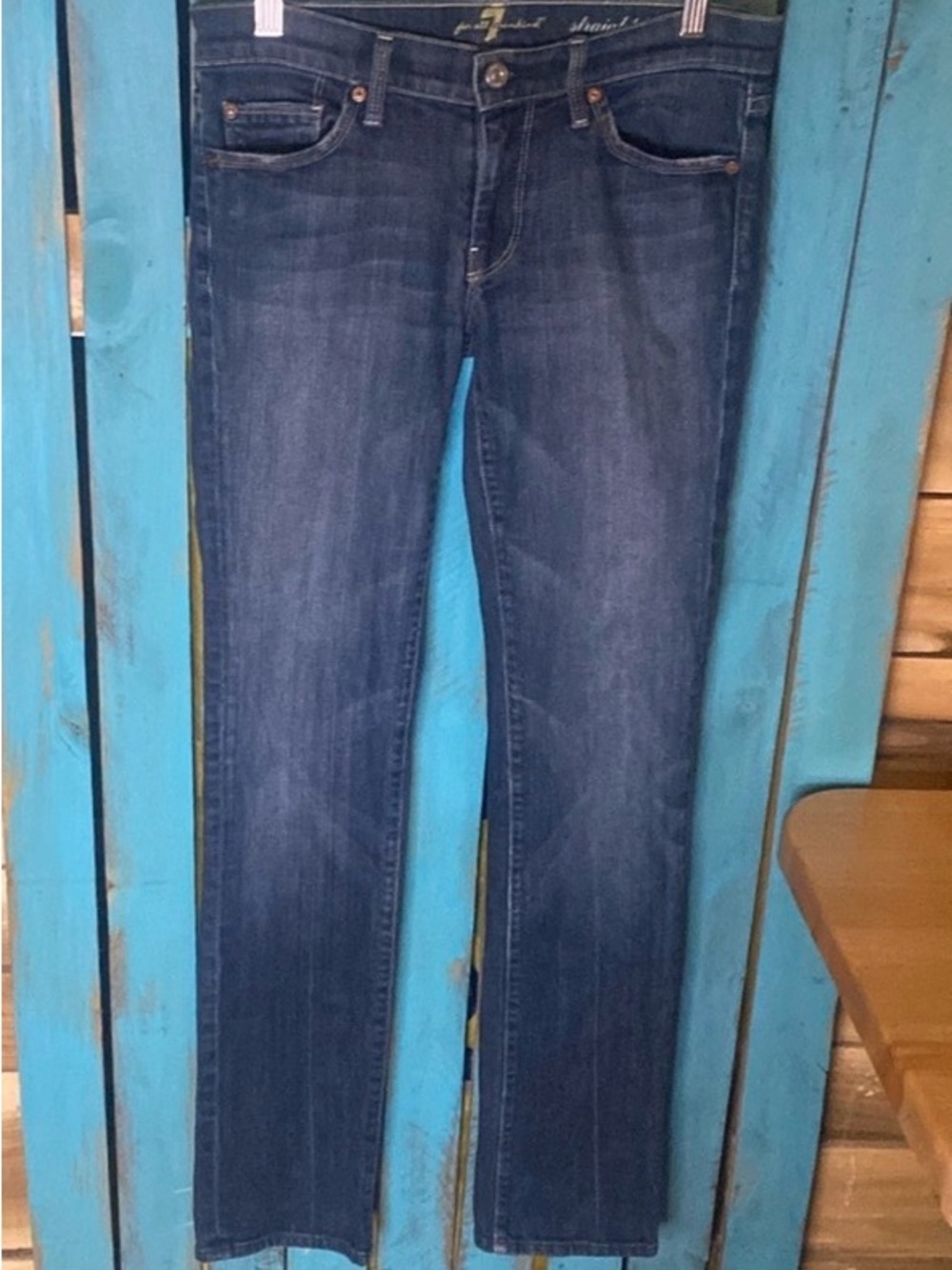 7 For All Mankind low rise Straight leg jeans size 27 inseam 33.5” cuff wear Y2K